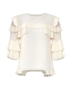 Tularosa ivory Margo top ruffle pleated Rent the Runway